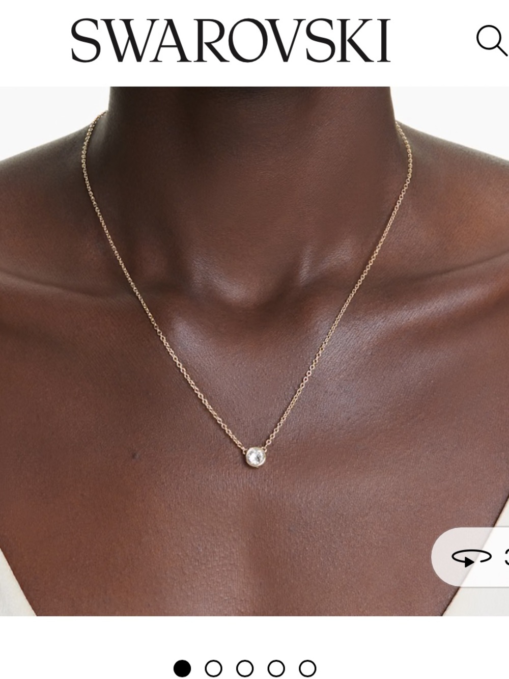 Swarovski Delicate Silver rSolitaire Pendant Necklace - Clear Stone
